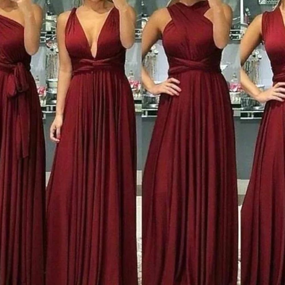 New size 12 A-Line Bridesmaid Dress V Neck Sleeveless Sexy Floor Length Spandex